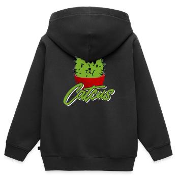 Catcus Funny Cactus Cat Pun Shirt - Kinder Premium Organic Zip Hoodie - Schwarz - Hinten - AI Model Kid Male (0cm)