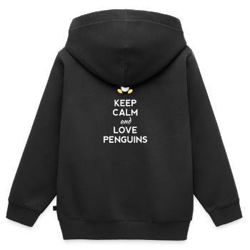 keep calm love Pinguine Linux nerd computer cpu lo - Kinder Premium Organic Zip Hoodie - Schwarz - Hinten - AI Model Kid Male (0cm)