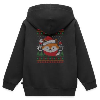 Ugly Christmas / Fuchs / Geschenk - Kinder Premium Organic Zip Hoodie - Schwarz - Hinten - AI Model Kid Male (0cm)