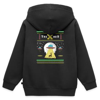 Ugly Christmas / ALIEN / Geschenke - Kinder Premium Organic Zip Hoodie - Schwarz - Hinten - AI Model Kid Male (0cm)