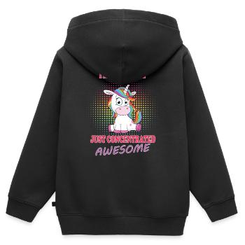 Licorne licorne - Sweat Premium à capuche zippé enfant bio - noir - Dos - AI Model Kid Male (0cm)