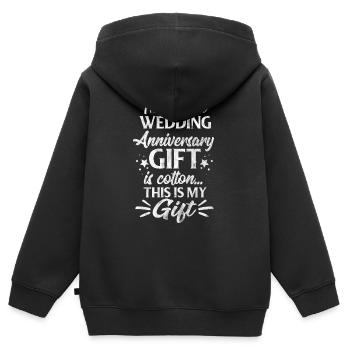 Shirt als Geschenk für zweiten Hochzeitstag - Kinder Premium Organic Zip Hoodie - Schwarz - Hinten - AI Model Kid Male (0cm)