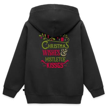 voeux de Noël et des baisers de gui - Sweat Premium à capuche zippé enfant bio - noir - Dos - AI Model Kid Male (0cm)