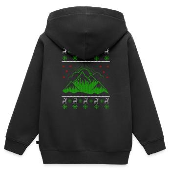 Berge Wandern Ugly Christmas Jumper - Kinder Premium Organic Zip Hoodie - Schwarz - Hinten - AI Model Kid Male (0cm)