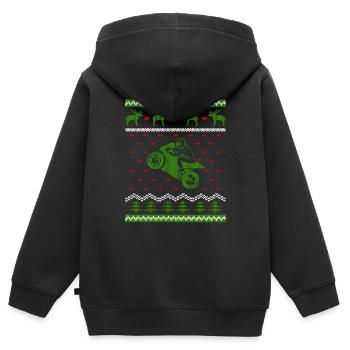 Superbike Motorcycle Ugly Christmas Jumper - Kinder Premium Organic Zip Hoodie - Schwarz - Hinten - AI Model Kid Male (0cm)
