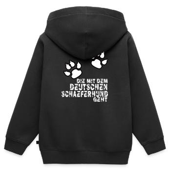 die mit dem deutschen schaeferhund geht shirt - Kinder Premium Organic Zip Hoodie - Schwarz - Hinten - AI Model Kid Male (0cm)