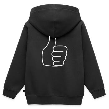 daumen hoch - Kinder Premium Organic Zip Hoodie - Schwarz - Hinten - AI Model Kid Male (0cm)