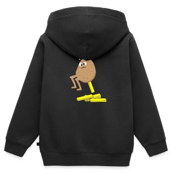 potato poof Pommes Frenchfries funny xmas new haha - Kinder Premium Organic Zip Hoodie - Schwarz - Hinten - AI Model Kid Male (0cm)