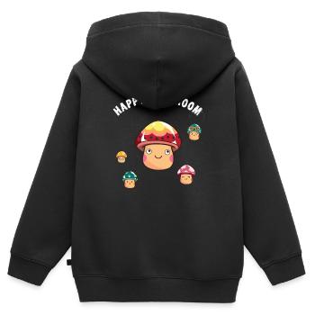 happy mushroom mushroom trance hallucin trip tekno - Kids Premium Organic Zip-up Hoodie - black - Back - AI Model Kid Male (0cm)