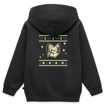 Papillon Weihnachtsgeschenk - Kinder Premium Organic Zip Hoodie - Schwarz - Hinten - AI Model Kid Male (0cm)