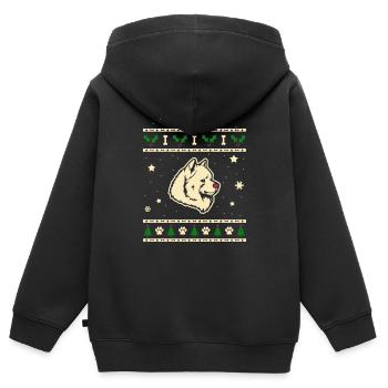 Samojeden Weihnachtsgeschenk - Kinder Premium Organic Zip Hoodie - Schwarz - Hinten - AI Model Kid Male (0cm)