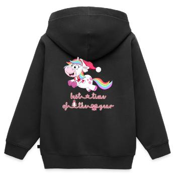 licorne licorne - Sweat Premium à capuche zippé enfant bio - noir - Dos - AI Model Kid Male (0cm)