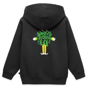 Elf cadeau de Noël le plus haut du monde - Sweat Premium à capuche zippé enfant bio - noir - Dos - AI Model Kid Male (0cm)