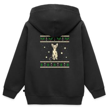 Sphynx Weihnachtsgeschenk - Kinder Premium Organic Zip Hoodie - Schwarz - Hinten - AI Model Kid Male (0cm)
