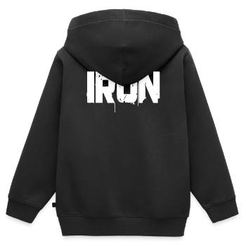 iron shirt - Kinder Premium Organic Zip Hoodie - Schwarz - Hinten - AI Model Kid Male (0cm)