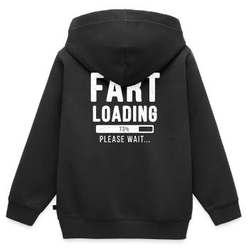 Chargement en cours ... Fart S'il vous plaît attendre! - shirt péter - Sweat Premium à capuche zippé enfant bio - noir - Dos - AI Model Kid Male (0cm)