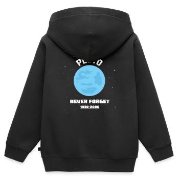 PLUTO NEVER FORGET 1930-2006 - Kids Premium Organic Zip-up Hoodie - black - Back - AI Model Kid Male (0cm)