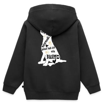 ich war normal jetzt hab ich ein Hund - Kinder Premium Organic Zip Hoodie - Schwarz - Hinten - AI Model Kid Male (0cm)