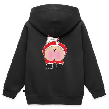 Butt Santas - Sweat Premium à capuche zippé enfant bio - noir - Dos - AI Model Kid Male (0cm)