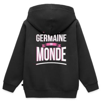 Meilleure Germaine du monde femme - Sweat Premium à capuche zippé enfant bio - noir - Dos - AI Model Kid Male (0cm)