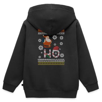 Santa Ho - Sweat Premium à capuche zippé enfant bio - noir - Dos - AI Model Kid Male (0cm)