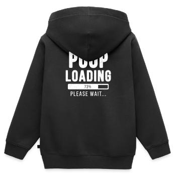 Chargement en cours ... s'il vous plaît merde attendre! | shirt de merde - Sweat Premium à capuche zippé enfant bio - noir - Dos - AI Model Kid Male (0cm)