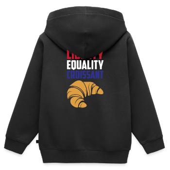 Freiheit, Gleichheit Croissant Lustiges Frankreich Französisch - Kinder Premium Organic Zip Hoodie - Schwarz - Hinten - AI Model Kid Male (0cm)