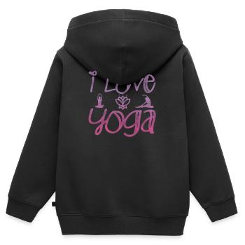 J’aime yoga cadeau Namaste Shanti coeur Joga - Sweat Premium à capuche zippé enfant bio - noir - Dos - AI Model Kid Male (0cm)