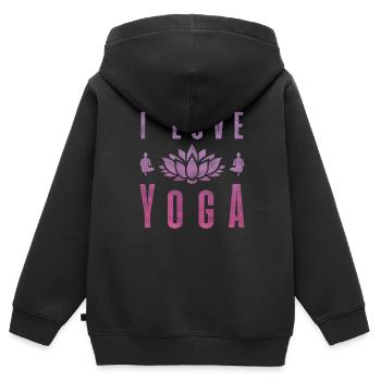 J’aime yoga cadeau Namaste Shanti coeur Joga - Sweat Premium à capuche zippé enfant bio - noir - Dos - AI Model Kid Male (0cm)