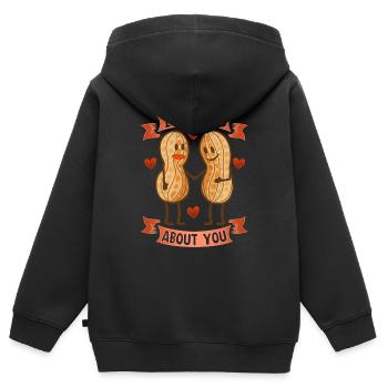 Nuts Nüsse Valentinstag Geschenk Liebe Paare - Kinder Premium Organic Zip Hoodie - Schwarz - Hinten - AI Model Kid Male (0cm)
