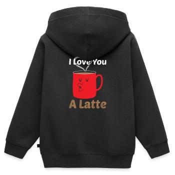 I Love you a latte Valentinstag Geschenk Liebe - Kinder Premium Organic Zip Hoodie - Schwarz - Hinten - AI Model Kid Male (0cm)