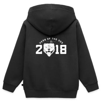 American Staffordshire 2.018 ans du don de chien - Sweat Premium à capuche zippé enfant bio - noir - Dos - AI Model Kid Male (0cm)