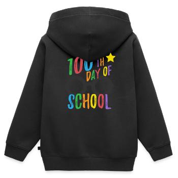 100e jour d'école T pour les enseignants et les étudiants - Sweat Premium à capuche zippé enfant bio - noir - Dos - AI Model Kid Male (0cm)
