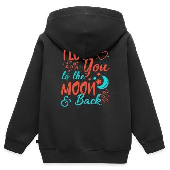 Ich liebe dich zum Mond und zurück - Kinder Premium Organic Zip Hoodie - Schwarz - Hinten - AI Model Kid Male (0cm)