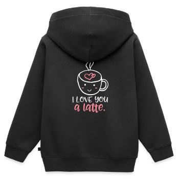 Ich liebe dich ein Latte - Kinder Premium Organic Zip Hoodie - Schwarz - Hinten - AI Model Kid Male (0cm)
