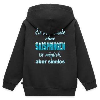 Skispringen - Kinder Premium Organic Zip Hoodie - Schwarz - Hinten - AI Model Kid Male (0cm)
