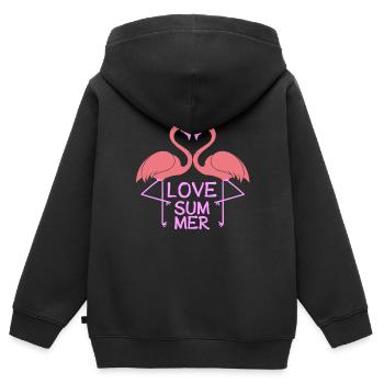 Flamingo Love Summer - Kids Premium Organic Zip-up Hoodie - black - Back - AI Model Kid Male (0cm)