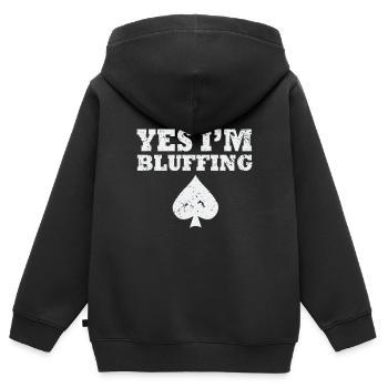 Je suis shirt Bluffer Poker - Sweat Premium à capuche zippé enfant bio - noir - Dos - AI Model Kid Male (0cm)