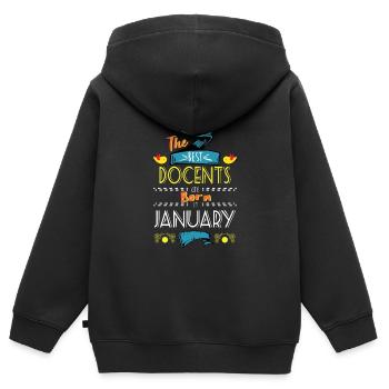 Die besten Dozenten werden im Januar als Geschenkidee geboren - Kinder Premium Organic Zip Hoodie - Schwarz - Hinten - AI Model Kid Male (0cm)