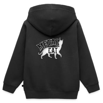 Metal Cat - Rock-Katze - Kinder Premium Organic Zip Hoodie - Schwarz - Hinten - AI Model Kid Male (0cm)