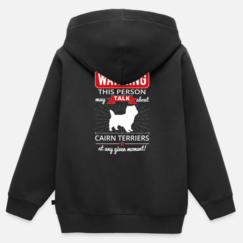 Cadeau Cairn Terrier Chemise - Sweat Premium à capuche zippé enfant bio - noir