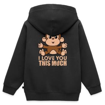 Affe Ich liebe dich so viel Valentinstag Geschenk - Kinder Premium Organic Zip Hoodie - Schwarz - Hinten - AI Model Kid Male (0cm)