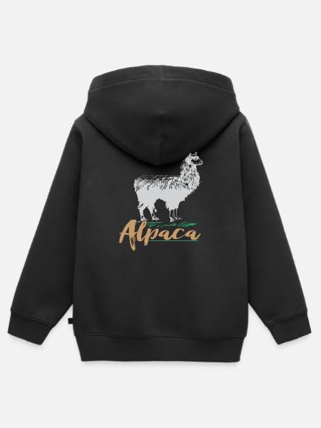 Alpaca - Kinder Premium Organic Zip Hoodie - Schwarz