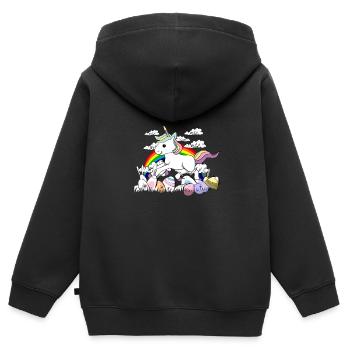 Unicorn easter bunny Easter eggs - Kids Premium Organic Zip-up Hoodie - black - Back - AI Model Kid Male (0cm)