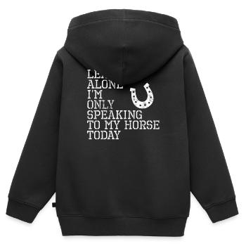 Pferd - Hufeisen - Pferdesprüche - Geschenke - Kinder Premium Organic Zip Hoodie - Schwarz - Hinten - AI Model Kid Male (0cm)