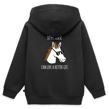 Pferdewirt - Pferd - Arbeit - Reiterhof - Stall - Kinder Premium Organic Zip Hoodie - Schwarz - Hinten - AI Model Kid Male (0cm)