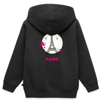 paris eiffelturm scribble love fasion trip tourist - Kinder Premium Organic Zip Hoodie - Schwarz - Hinten - AI Model Kid Male (0cm)