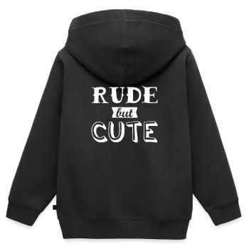 Grossier, mais mignon - Sweat Premium à capuche zippé enfant bio - noir - Dos - AI Model Kid Male (0cm)