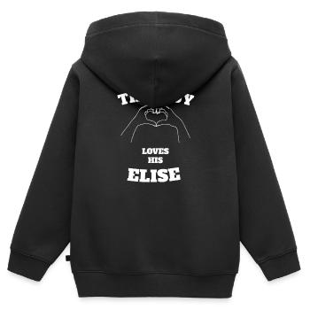 Ce gars aime son cadeau Elise Valentine Day - Sweat Premium à capuche zippé enfant bio - noir - Dos - AI Model Kid Male (0cm)