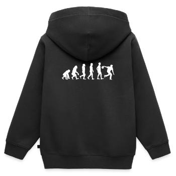 Bowling Evolution - Kegeln - Kegel - Geschenk - Kinder Premium Organic Zip Hoodie - Schwarz - Hinten - AI Model Kid Male (0cm)